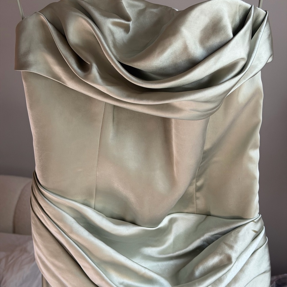 Meshki Jasmine Strapless Satin Maxi Dress - Sage Size S NWT - Picture 8 of 8